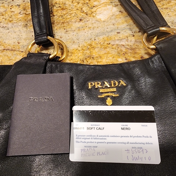 Prada BR4411 Black Soft Calf Leather Brass Trim Shoulderbag Cards & Duster Bag - Picture 16 of 16
